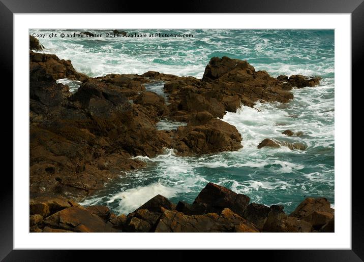 BROWN ROCKS Framed Mounted Print by andrew saxton