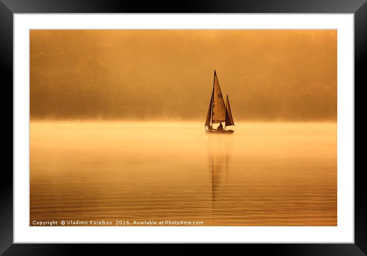 Sailing through the mist Framed Mounted Print by Vladimir Korolkov