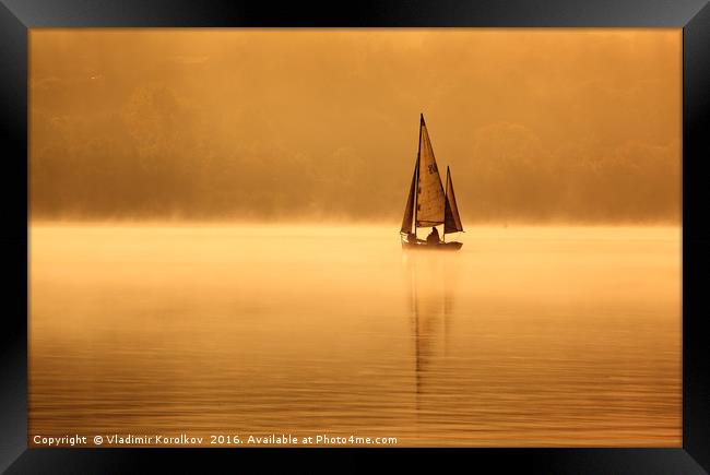 Sailing through the mist Framed Print by Vladimir Korolkov