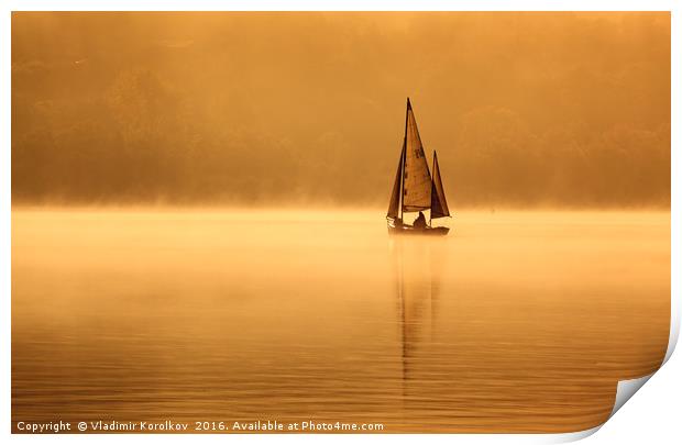 Sailing through the mist Print by Vladimir Korolkov