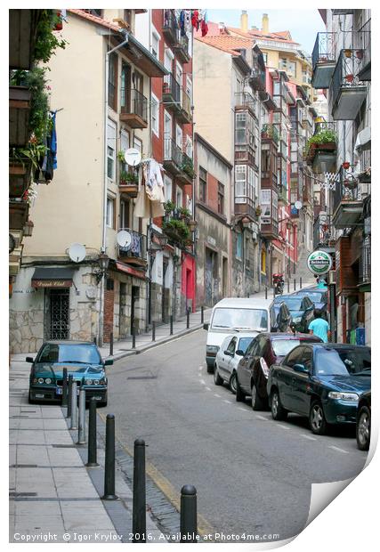 Small street in Santander Print by Igor Krylov