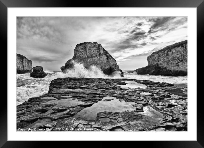 Dramatic view of Shark Fin Cove Framed Mounted Print by Jamie Pham