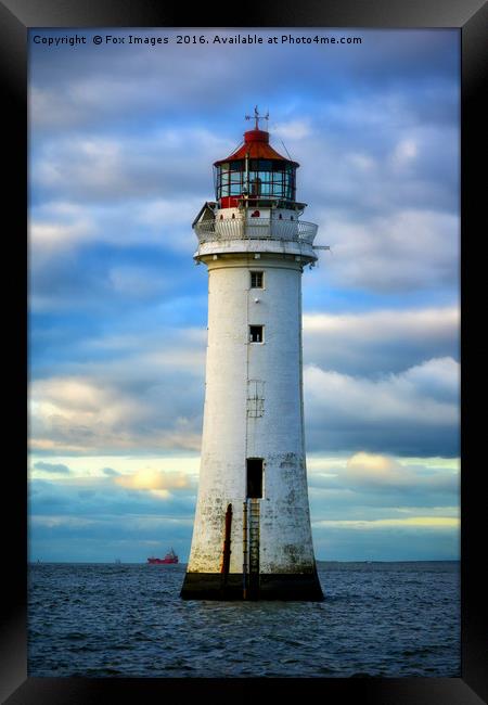 New brighton lighthouse Framed Print by Derrick Fox Lomax