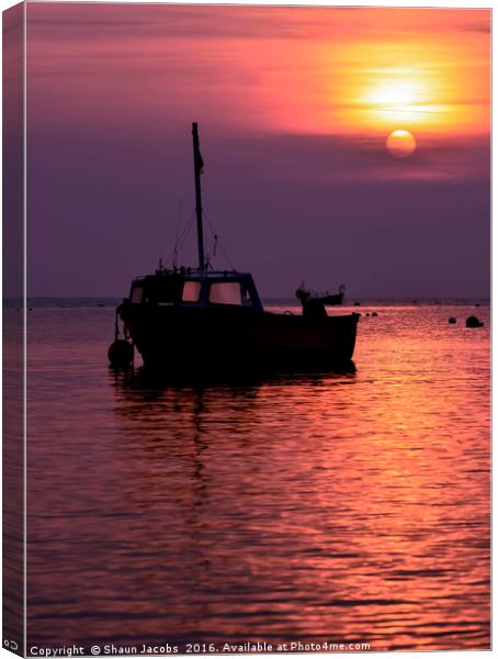 Fishing boat sunrise  Canvas Print by Shaun Jacobs