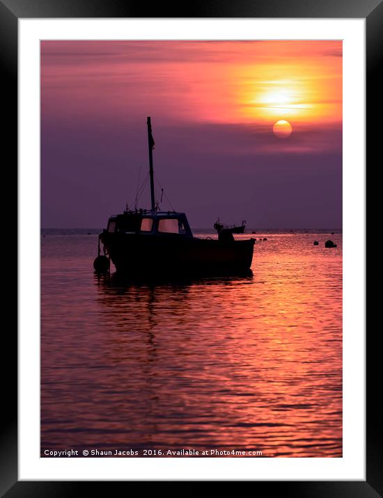 Fishing boat sunrise  Framed Mounted Print by Shaun Jacobs