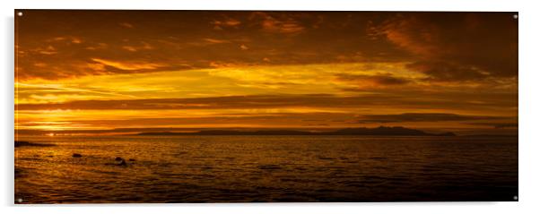 Arran Sunset Panorama Acrylic by Gareth Burge Photography