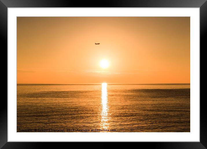 Flight Over The Sea At Sunset  Framed Mounted Print by Svetlana Korneliuk