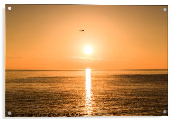 Flight Over The Sea At Sunset  Acrylic by Svetlana Korneliuk
