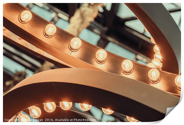 Powered On Light Bulbs On Ceiling Print by Radu Bercan