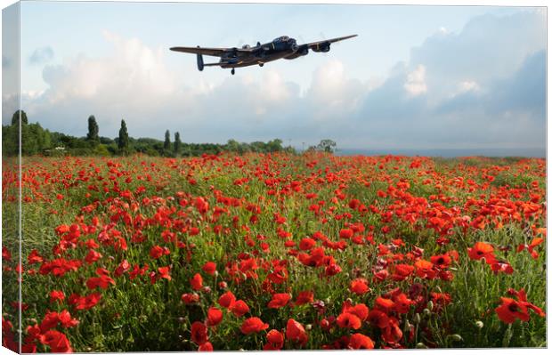 Poppies and Avro Lancaster  Canvas Print by Gary Eason