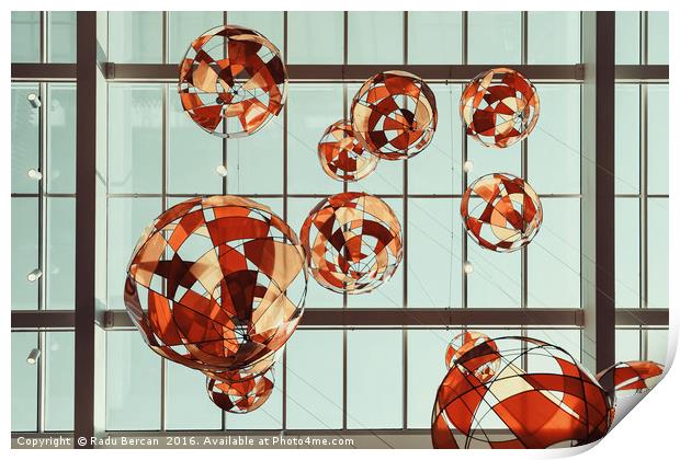 Colored Glass Balloons On Ceiling Print by Radu Bercan