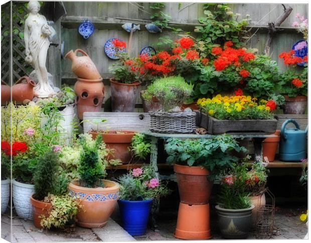 A Cottage Courtyard Garden (Tight Crop) Canvas Print by graham young