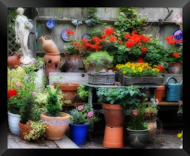 A Cottage Courtyard Garden (Tight Crop) Framed Print by graham young