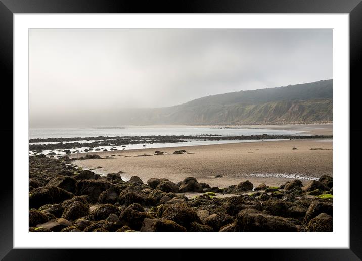 Sea mist at Cayton Bay, Scarborough Framed Mounted Print by Andrew Kearton
