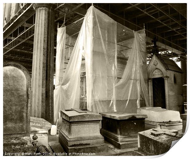 Mausoleum Draped in Tarp Print by Mary Rath