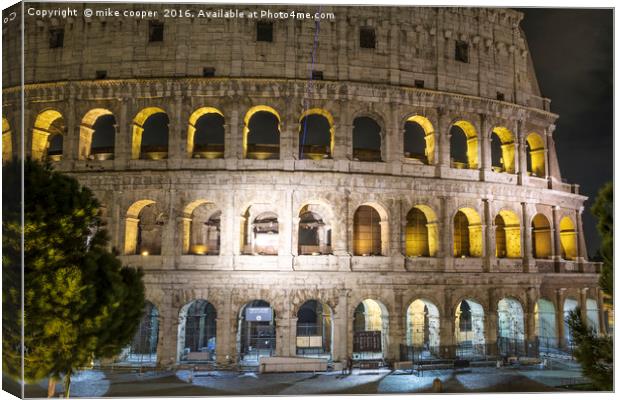 night fall at the Coliseum Canvas Print by mike cooper
