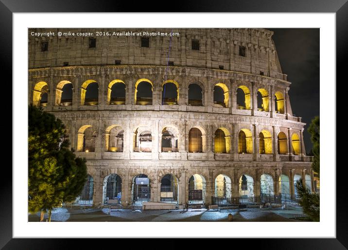 night fall at the Coliseum Framed Mounted Print by mike cooper