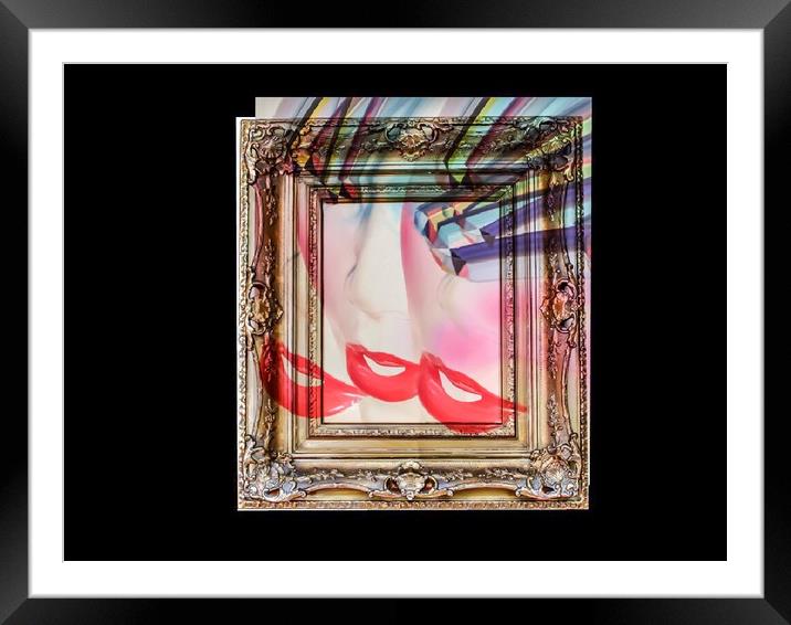 Red Lips in Gilt Frame Framed Mounted Print by Beryl Curran