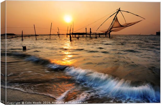 Chinese Fishing Nets at Cochin  Canvas Print by Colin Woods