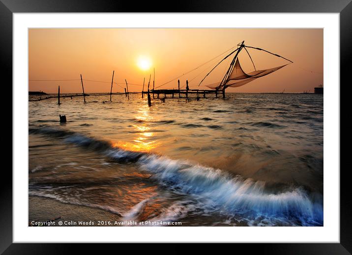 Chinese Fishing Nets at Cochin  Framed Mounted Print by Colin Woods