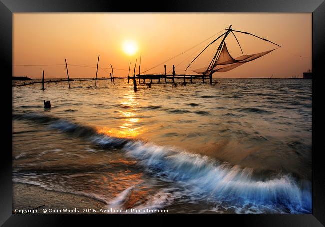 Chinese Fishing Nets at Cochin  Framed Print by Colin Woods