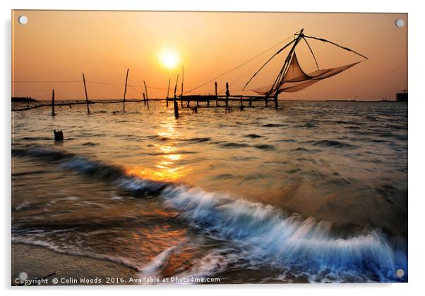 Chinese Fishing Nets at Cochin  Acrylic by Colin Woods