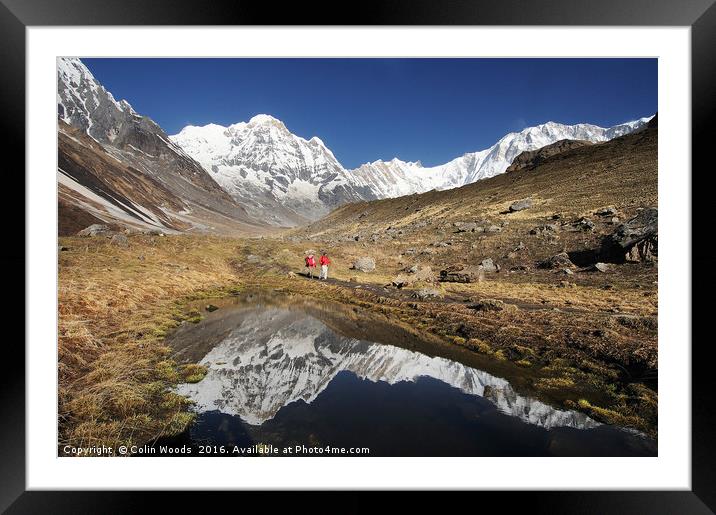 Trekkers in Annapurna Base Camp Framed Mounted Print by Colin Woods