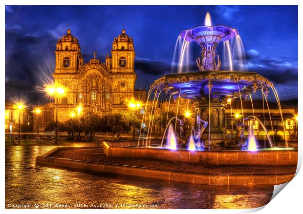 Plaza de Armas in Cusco Print by Colin Woods