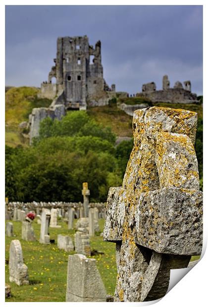 Corfe Castle and Corfe Dorset Print by David French
