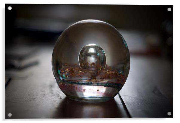 Glass orb paper weight Acrylic by K. Appleseed.