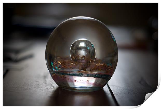 Glass orb paper weight Print by K. Appleseed.