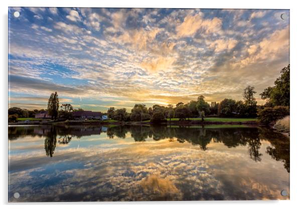 Wootton Millpond Sunset Acrylic by Wight Landscapes