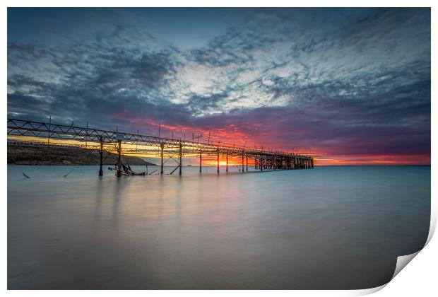 Sunset At Totland Pier Print by Wight Landscapes
