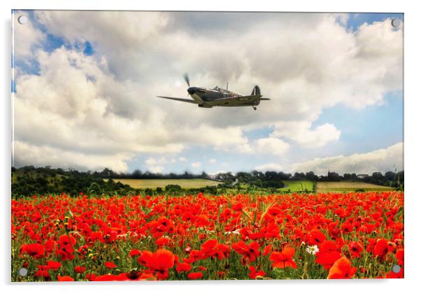 Mk1 Spitfire Poppy Flypast Acrylic by J Biggadike