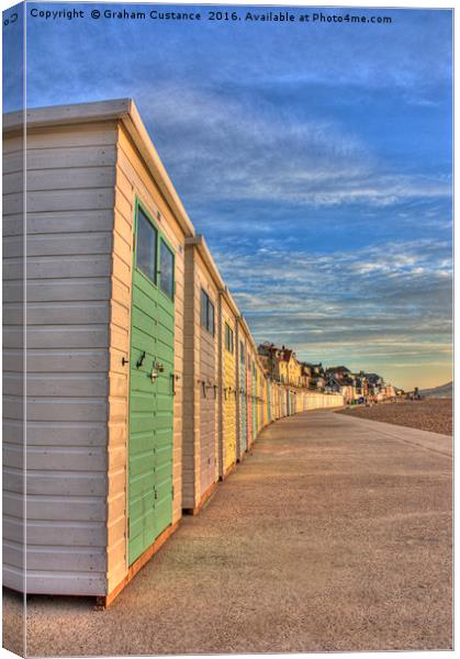 Lyme Regis Beach Huts Canvas Print by Graham Custance