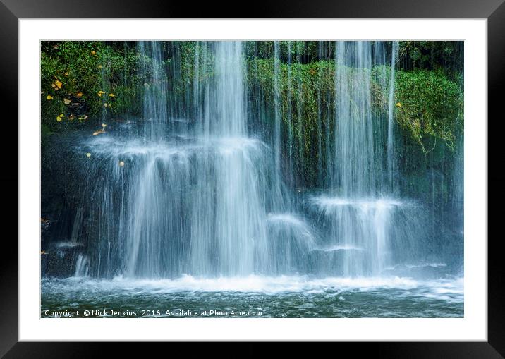 Close Up of Upper Ddwli Falls Vale of Neath Framed Mounted Print by Nick Jenkins