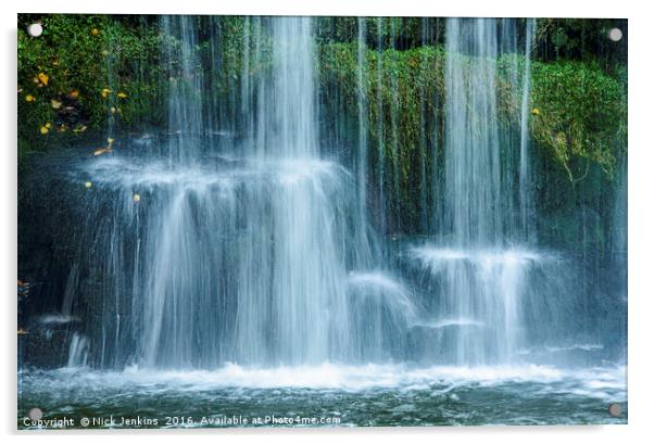 Close Up of Upper Ddwli Falls Vale of Neath Acrylic by Nick Jenkins