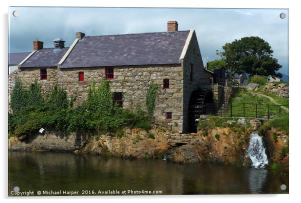 The Corn Mill at Annalong Harbour Mourne Acrylic by Michael Harper