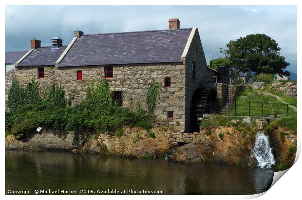 The Corn Mill at Annalong Harbour Mourne Print by Michael Harper