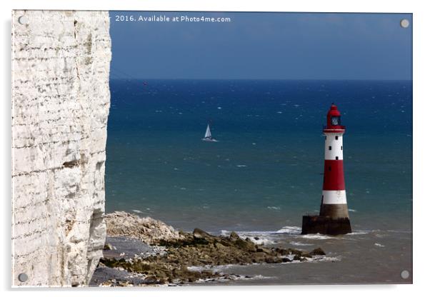 Beachy Head Lighthouse and sailing boat Acrylic by James Brunker