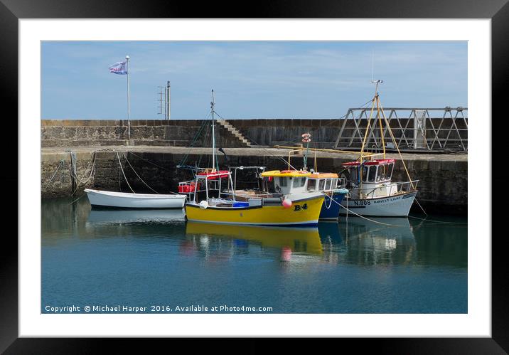 Small Boats in Annalong Harbour Framed Mounted Print by Michael Harper