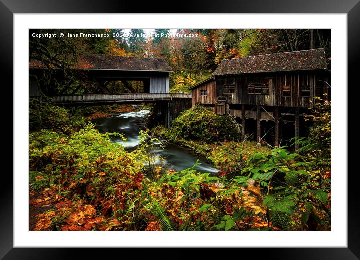 The mill by the covered bridge Framed Mounted Print by Hans Franchesco