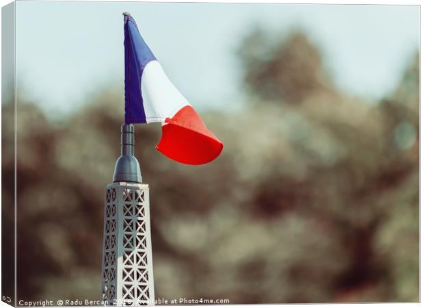 France Flag Close Up On Sunny Day Canvas Print by Radu Bercan
