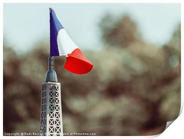 France Flag Close Up On Sunny Day Print by Radu Bercan