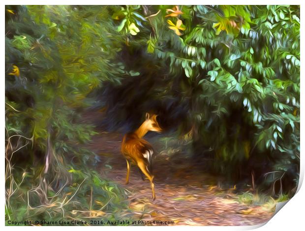 Fawn forest Print by Sharon Lisa Clarke