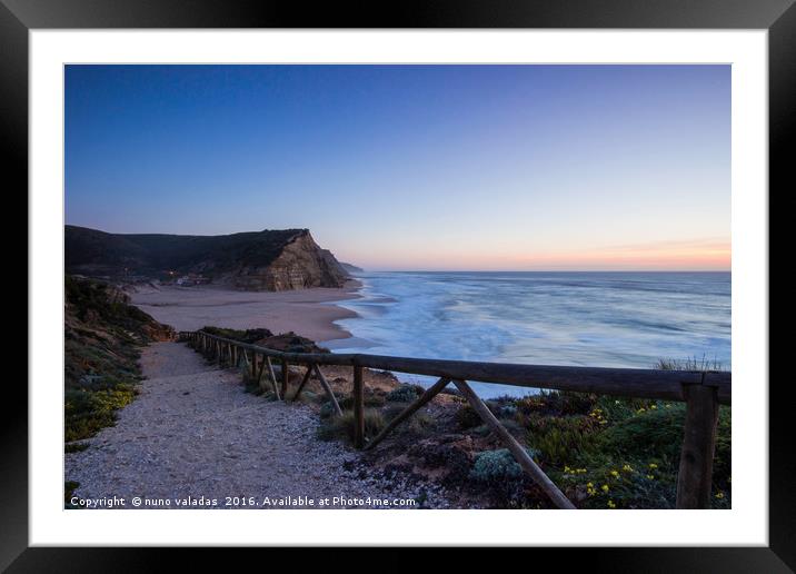 Beach at the sunset Framed Mounted Print by nuno valadas