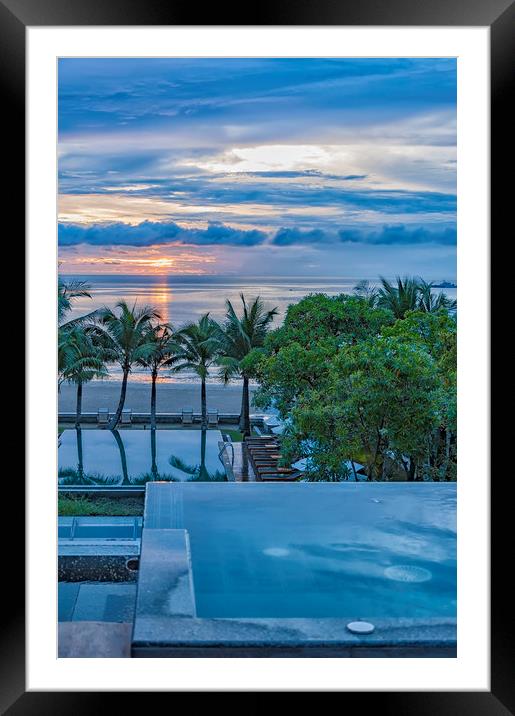 Luxury Jacuzzi Sunrise Paradise Framed Mounted Print by Antony McAulay