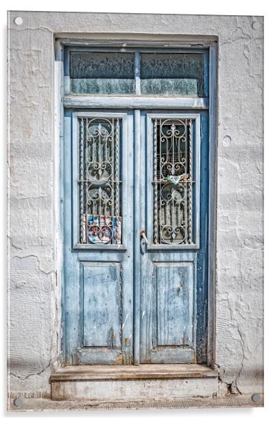 Old Blue Door on Crete Acrylic by Antony McAulay