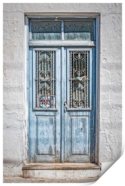Old Blue Door on Crete Print by Antony McAulay