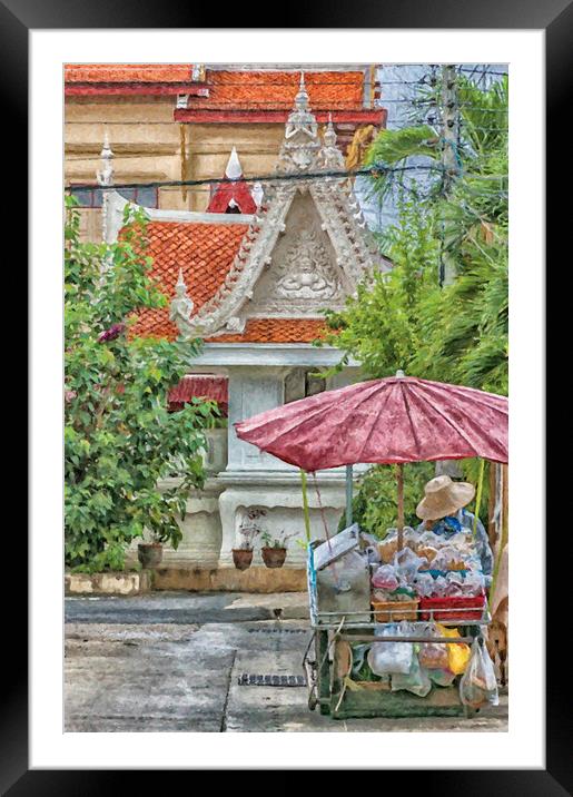 Phetchaburi Street Vendor Painting Framed Mounted Print by Antony McAulay